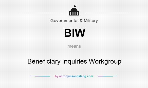 What does BIW mean? It stands for Beneficiary Inquiries Workgroup