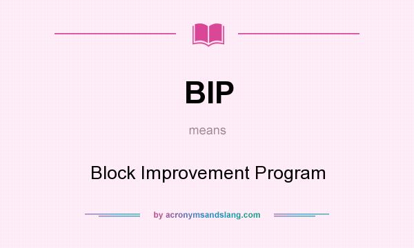 What does BIP mean? It stands for Block Improvement Program