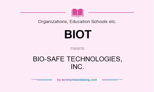 What does BIOT mean? It stands for BIO-SAFE TECHNOLOGIES, INC.