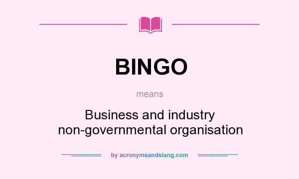 What does BINGO mean? It stands for Business and industry non-governmental organisation