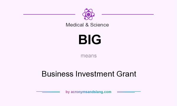 What does BIG mean? It stands for Business Investment Grant