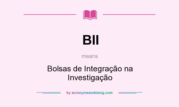 What does BII mean? It stands for Bolsas de Integração na Investigação
