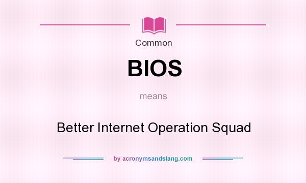 What does BIOS mean? It stands for Better Internet Operation Squad