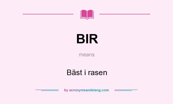 What does BIR mean? It stands for Bäst i rasen