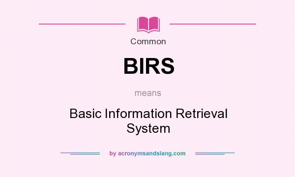 What does BIRS mean? It stands for Basic Information Retrieval System