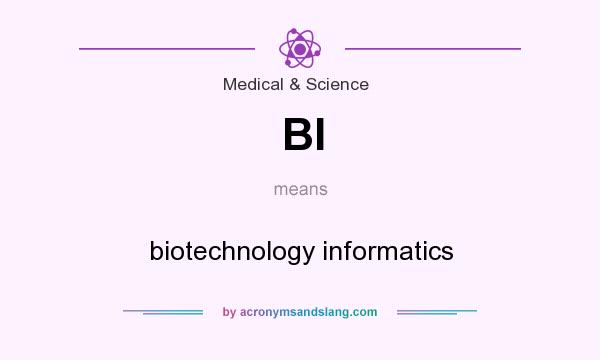 What does BI mean? It stands for biotechnology informatics