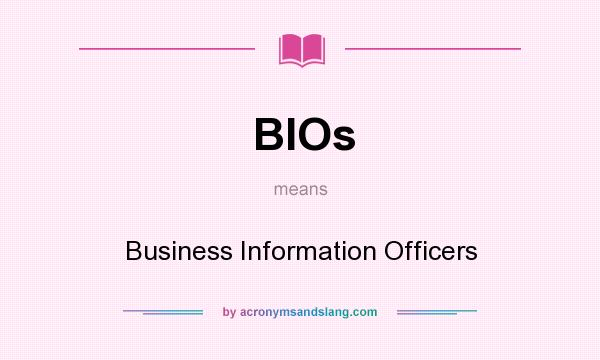 What does BIOs mean? It stands for Business Information Officers