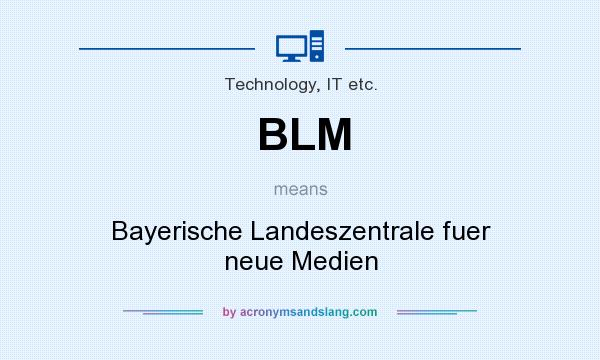 What does BLM mean? It stands for Bayerische Landeszentrale fuer neue Medien