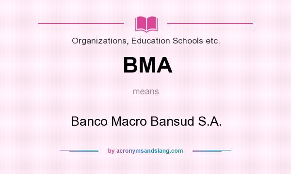 What does BMA mean? It stands for Banco Macro Bansud S.A.