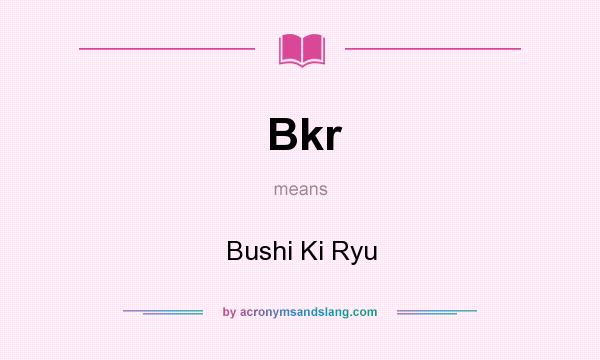What does Bkr mean? It stands for Bushi Ki Ryu