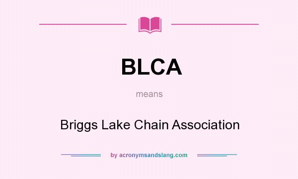 What does BLCA mean? It stands for Briggs Lake Chain Association