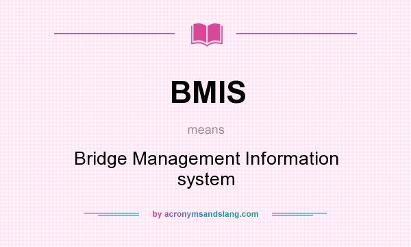What does BMIS mean? It stands for Bridge Management Information system