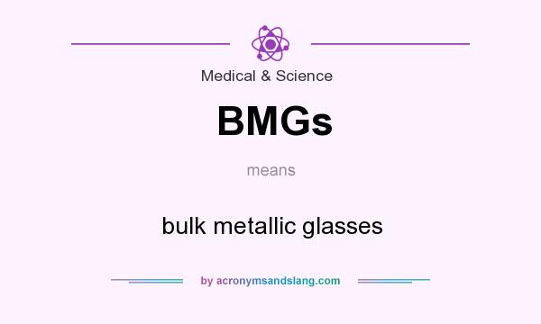 What does BMGs mean? It stands for bulk metallic glasses