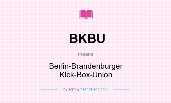What does BKBU mean? It stands for Berlin-Brandenburger Kick-Box-Union
