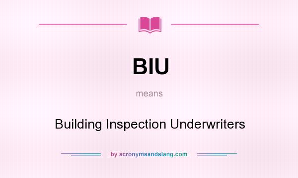 What does BIU mean? It stands for Building Inspection Underwriters