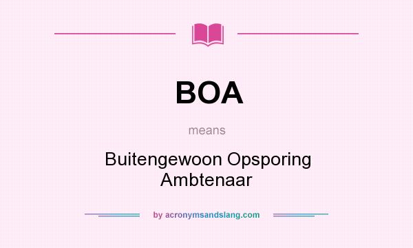 What does BOA mean? It stands for Buitengewoon Opsporing Ambtenaar