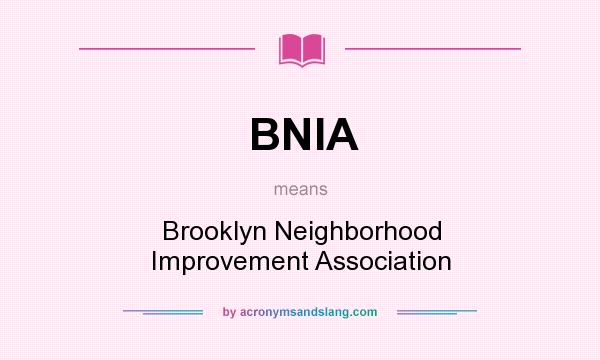 What does BNIA mean? It stands for Brooklyn Neighborhood Improvement Association