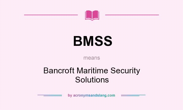 What does BMSS mean? It stands for Bancroft Maritime Security Solutions