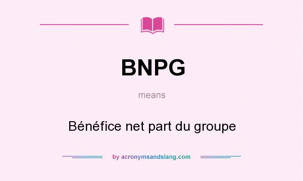 What does BNPG mean? It stands for Bénéfice net part du groupe