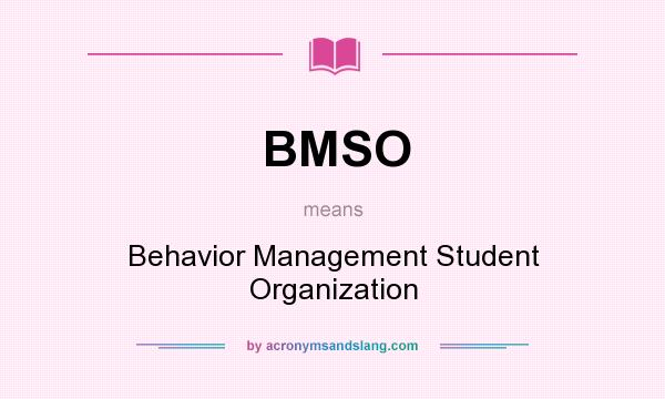 What does BMSO mean? It stands for Behavior Management Student Organization
