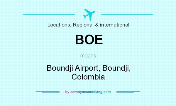 What does BOE mean? It stands for Boundji Airport, Boundji, Colombia