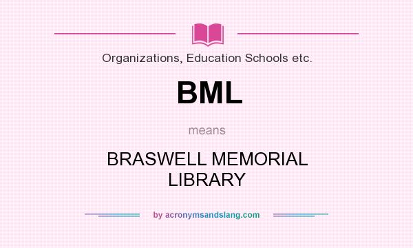 What does BML mean? It stands for BRASWELL MEMORIAL LIBRARY