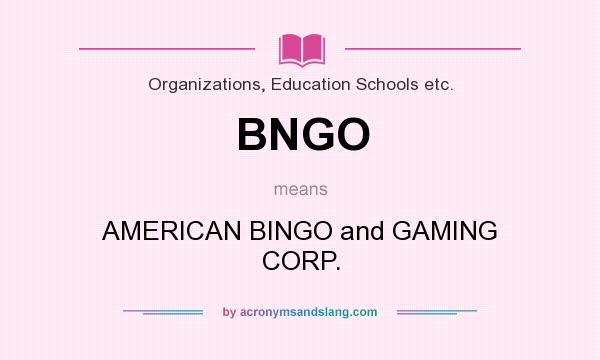 What does BNGO mean? It stands for AMERICAN BINGO and GAMING CORP.