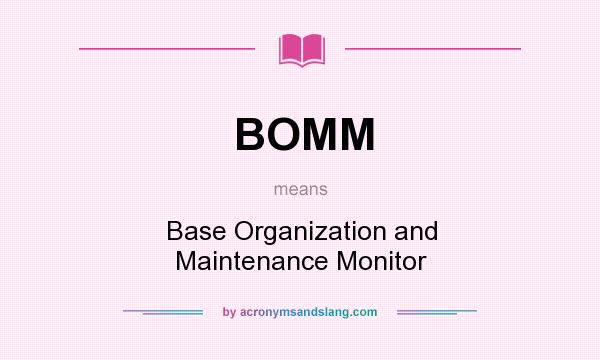 What does BOMM mean? It stands for Base Organization and Maintenance Monitor