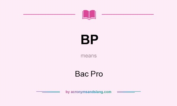 What does BP mean? It stands for Bac Pro
