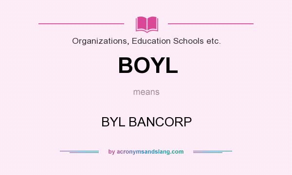 What does BOYL mean? It stands for BYL BANCORP