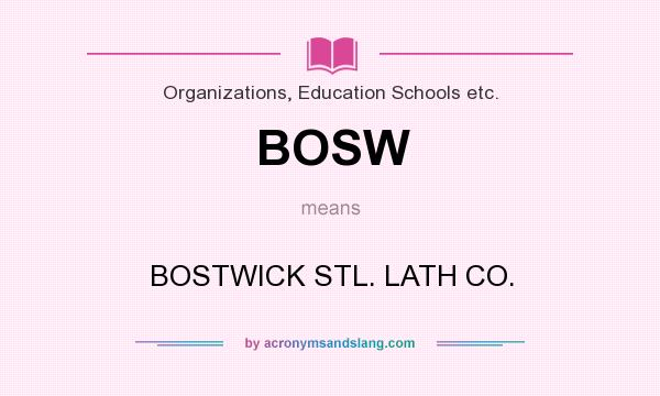 What does BOSW mean? It stands for BOSTWICK STL. LATH CO.
