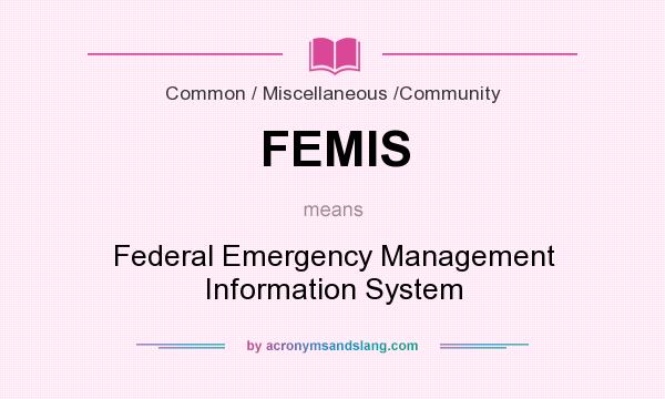 What does FEMIS mean? It stands for Federal Emergency Management Information System