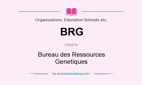 What does BRG mean? It stands for Bureau des Ressources Genetiques