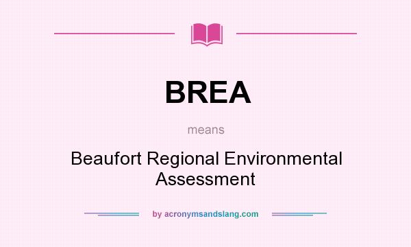What does BREA mean? It stands for Beaufort Regional Environmental Assessment