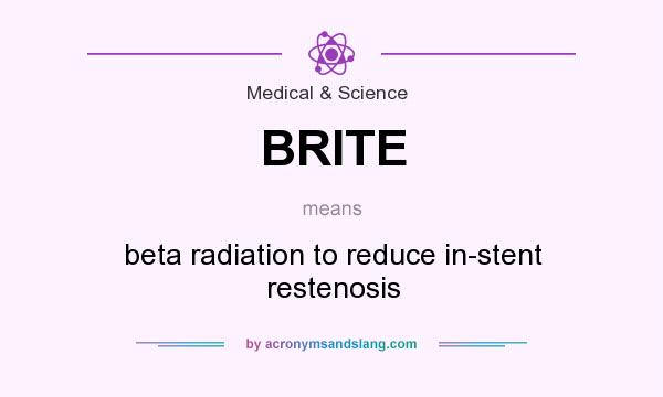 What does BRITE mean? It stands for beta radiation to reduce in-stent restenosis