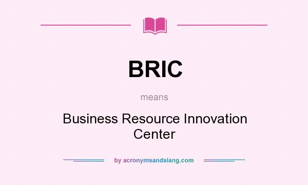 What does BRIC mean? It stands for Business Resource Innovation Center