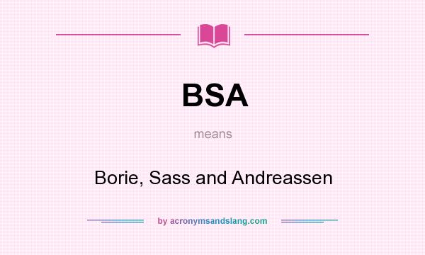 What does BSA mean? It stands for Borie, Sass and Andreassen
