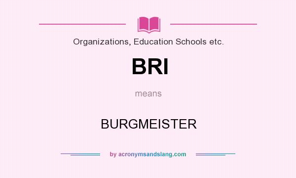 What does BRI mean? It stands for BURGMEISTER