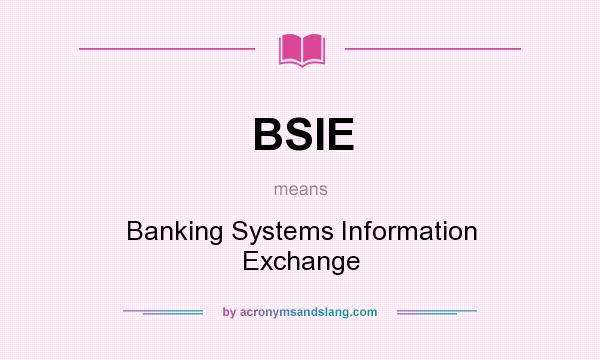 What does BSIE mean? It stands for Banking Systems Information Exchange