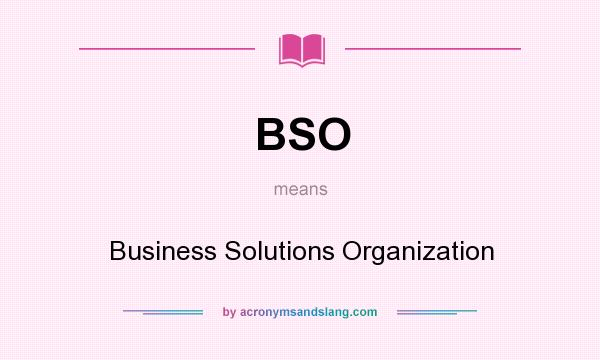 What does BSO mean? It stands for Business Solutions Organization