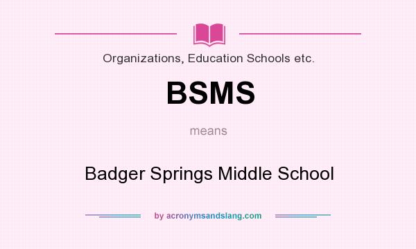 What does BSMS mean? It stands for Badger Springs Middle School