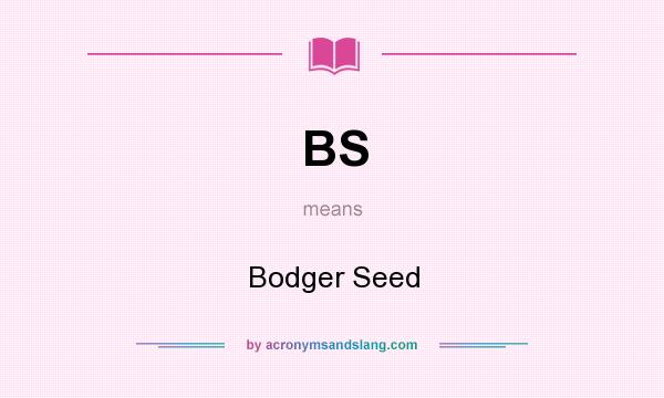 What does BS mean? It stands for Bodger Seed