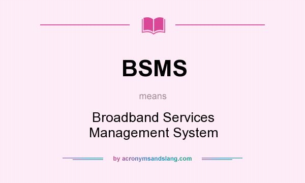 What does BSMS mean? It stands for Broadband Services Management System