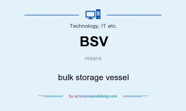 What does BSV mean? It stands for bulk storage vessel