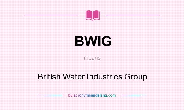 What does BWIG mean? It stands for British Water Industries Group