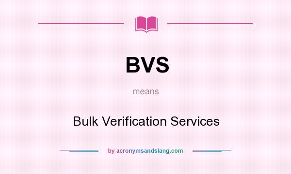 What does BVS mean? It stands for Bulk Verification Services