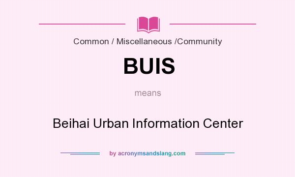 What does BUIS mean? It stands for Beihai Urban Information Center