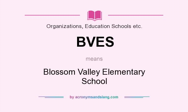 What does BVES mean? It stands for Blossom Valley Elementary School