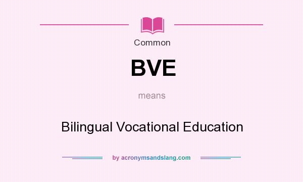 What does BVE mean? It stands for Bilingual Vocational Education