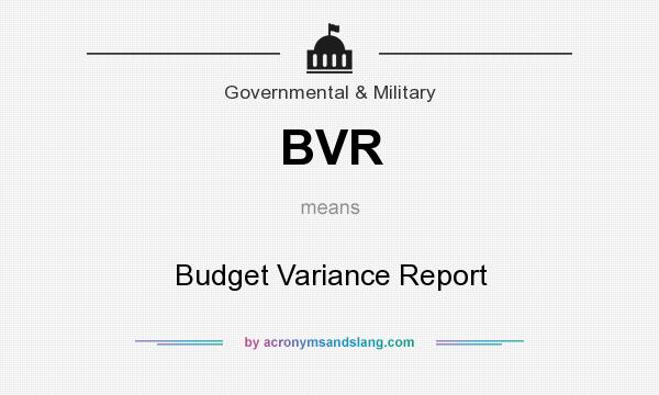 What does BVR mean? It stands for Budget Variance Report